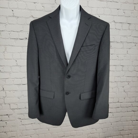 Calvin Klein Black 100% Wool 2 Button Double Vented Notch Blazer Size 36S - Picture 1 of 15